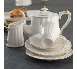 Serwis do herbaty dla 6 osób Clara Gold Ivory