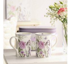 Zestaw 2 kubków porcelanowych w pudełku ozdobnym Lavender