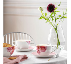 Różowy spodek porcelanowy do filiżanki do kawy i herbaty Rose Garden