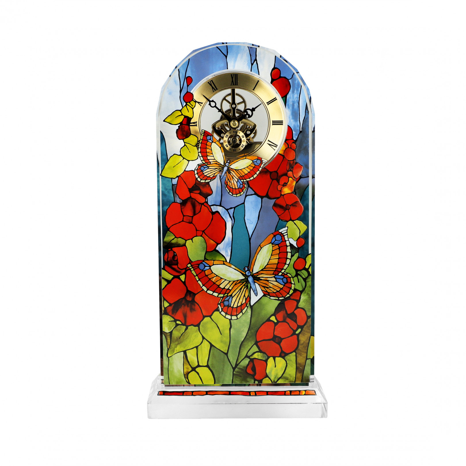 Zegar szklany 32 cm - L.C.Tiffany - Butterflies - Goebel
