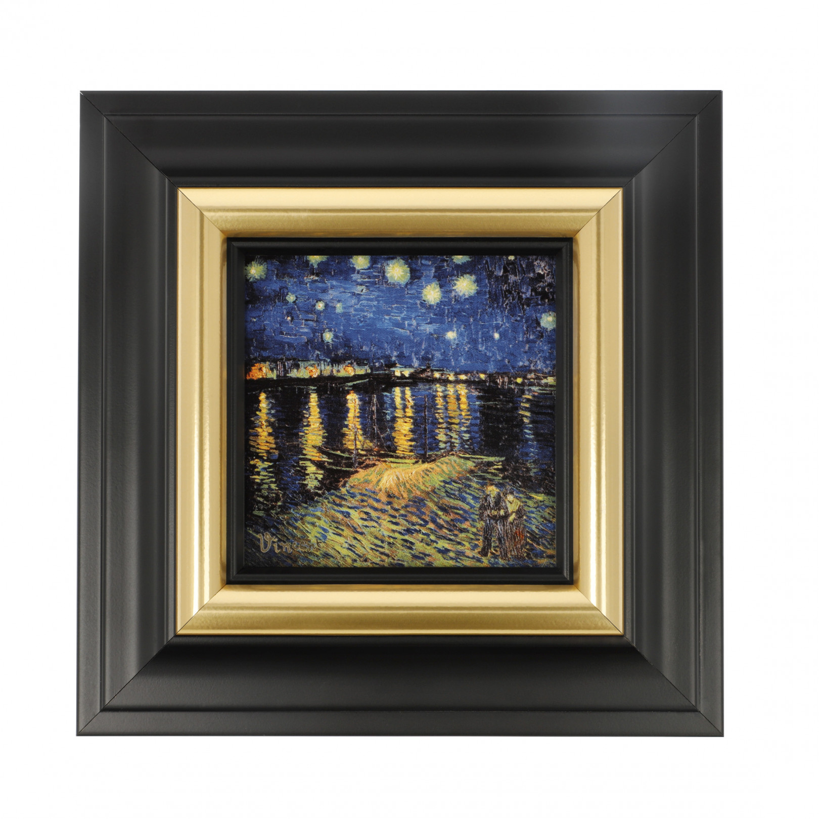 Obraz na porcelanie 16 cm V. van Gogh - Gwieździsta noc nad Rodanem - Goebel