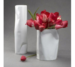 Wazon Pogięty biały 20 cm Ćmielów