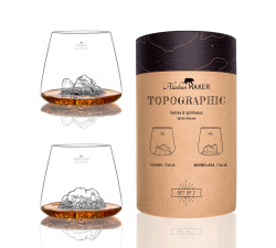 Zestaw 2 szklanek do whisky - Topographic - Tofane & Marmolada