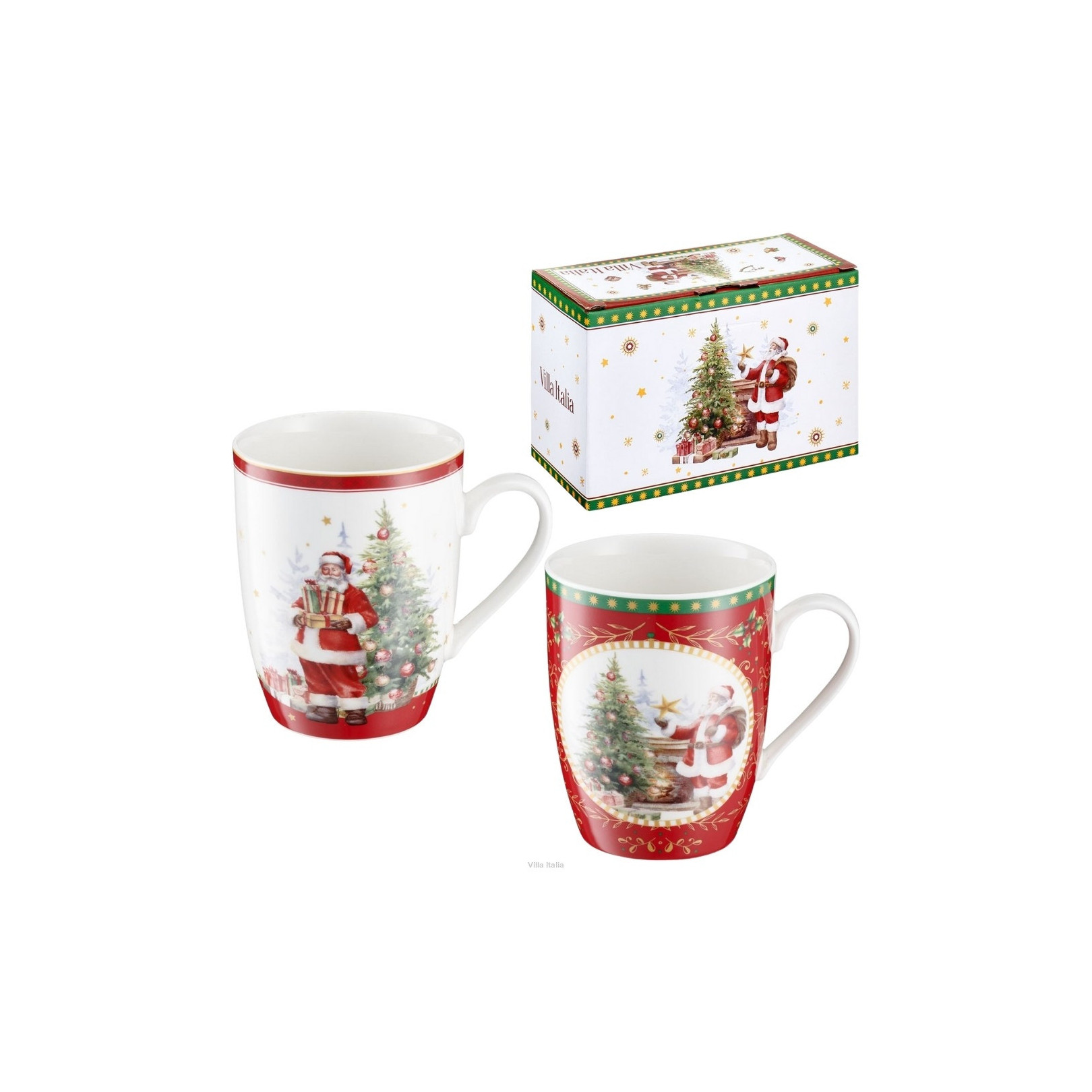 Zestaw 2 kubków świątecznych Santa Claus Villa Italia