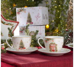 Zestaw 2 filiżanek świątecznych Christmas Tree Villa Italia