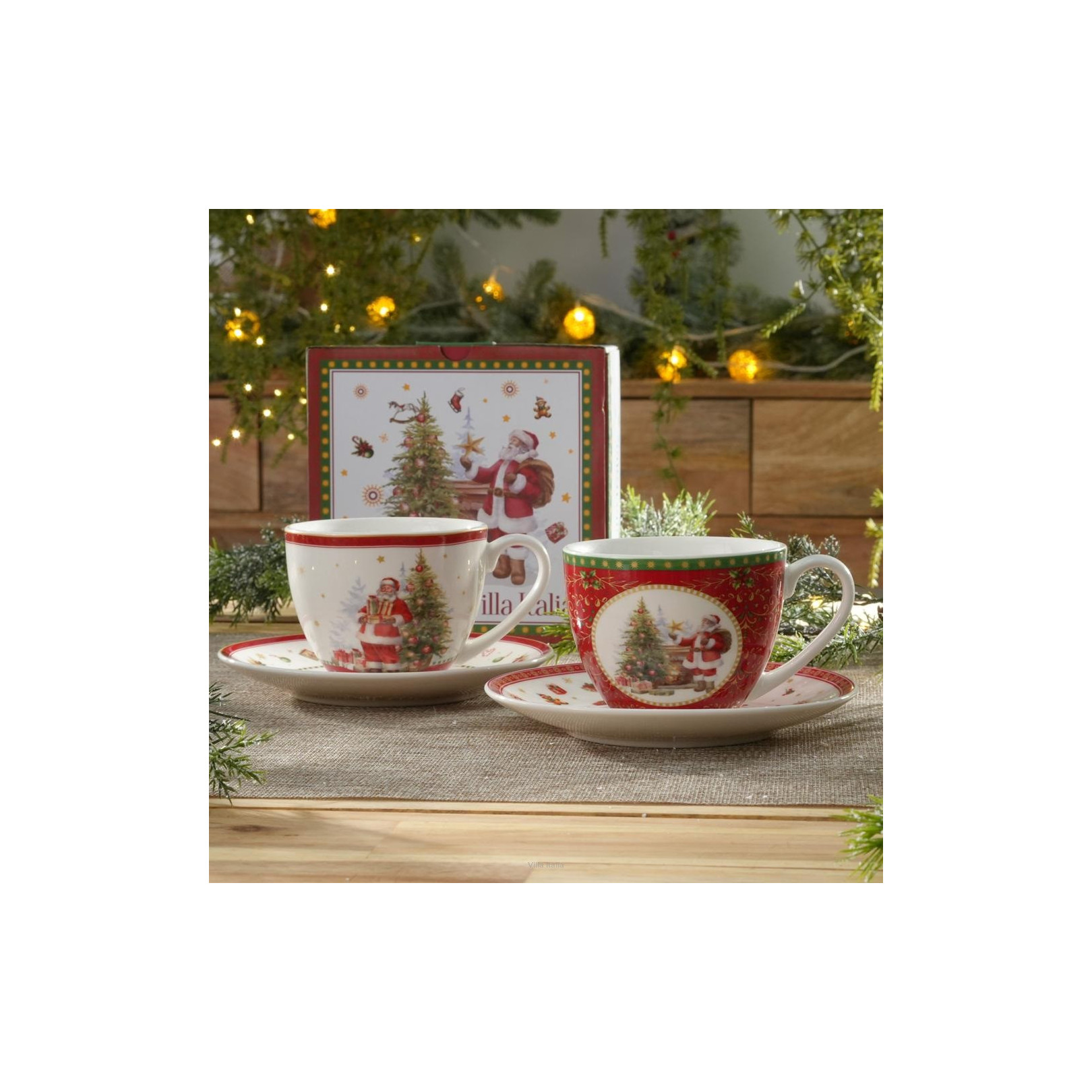 Zestaw 2 filiżanek świątecznych Santa Claus Villa Italia