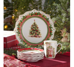 Zestaw talerzy świątecznych do ciasta 7 el. Christmas Tree Villa Italia