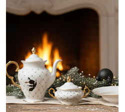 Filiżanka ze spodkiem do herbaty Alaska Circus Black  Ćmielów