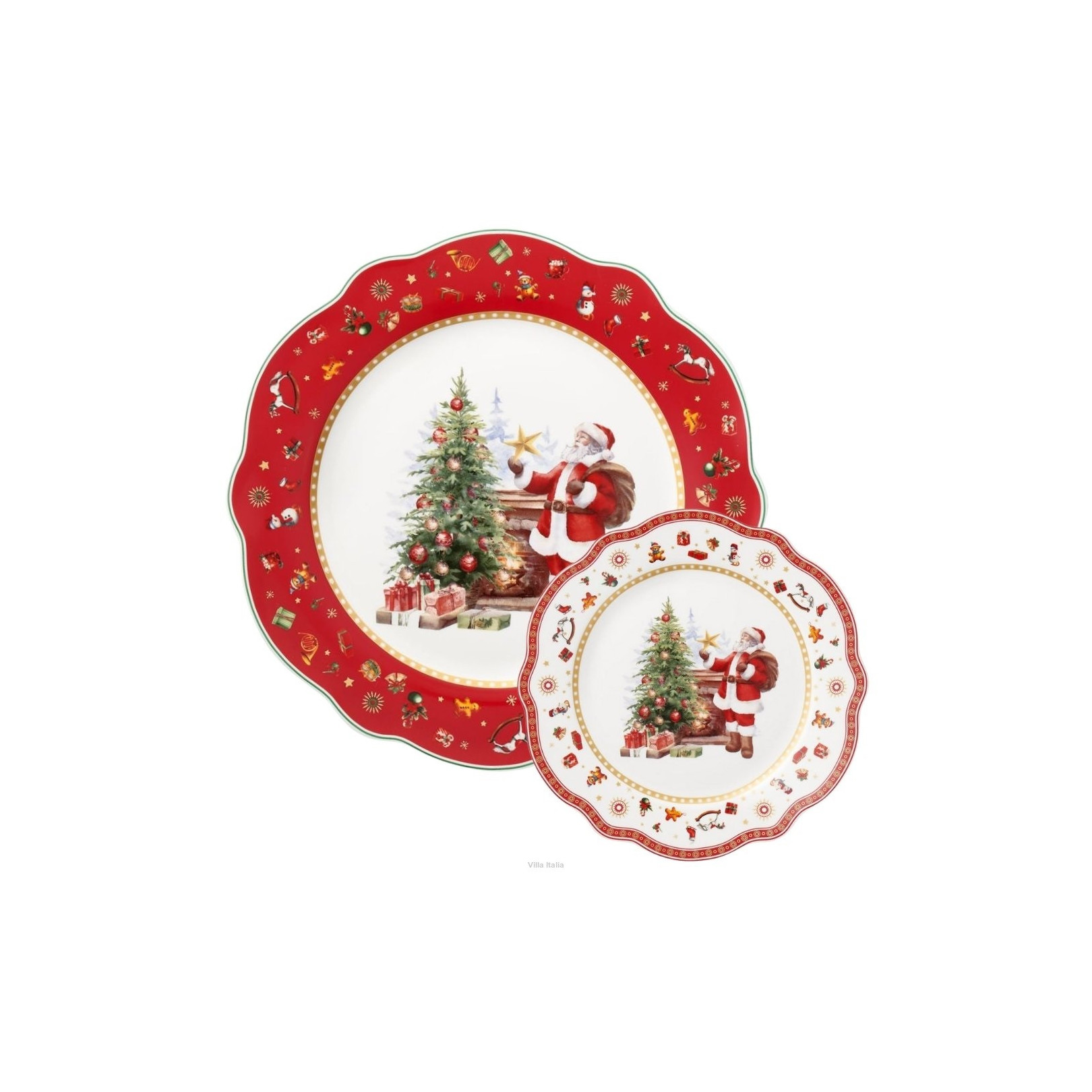 Zestaw talerzy świątecznych do ciasta 7 el. Santa Claus Villa Italia