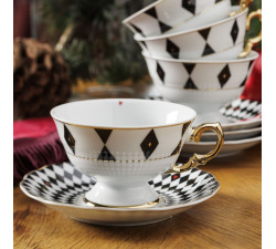 Filiżanka ze spodkiem do herbaty Alaska Dama Kier Ćmielów