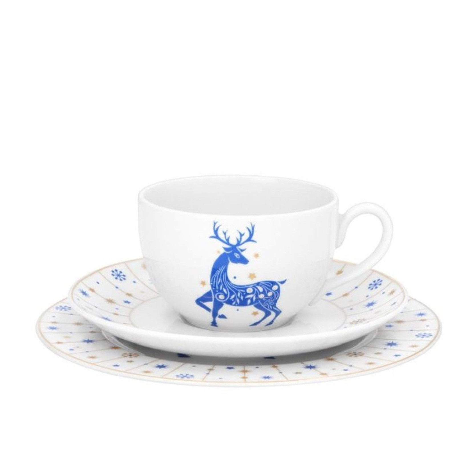 Zestaw śniadaniowy dla 1 os/3 elementy Renifer niebieski Chodzież