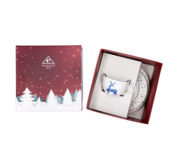 Zestaw śniadaniowy dla 1 os/3 elementy Renifer niebieski Chodzież