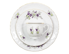 Serwis do kawy dla 6 osób 21 el. Rococo Fiołki Ćmielów