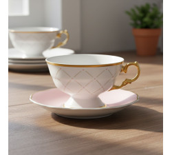 Filiżanka ze spodkiem do herbaty Alaska Circus Pink Ćmielów