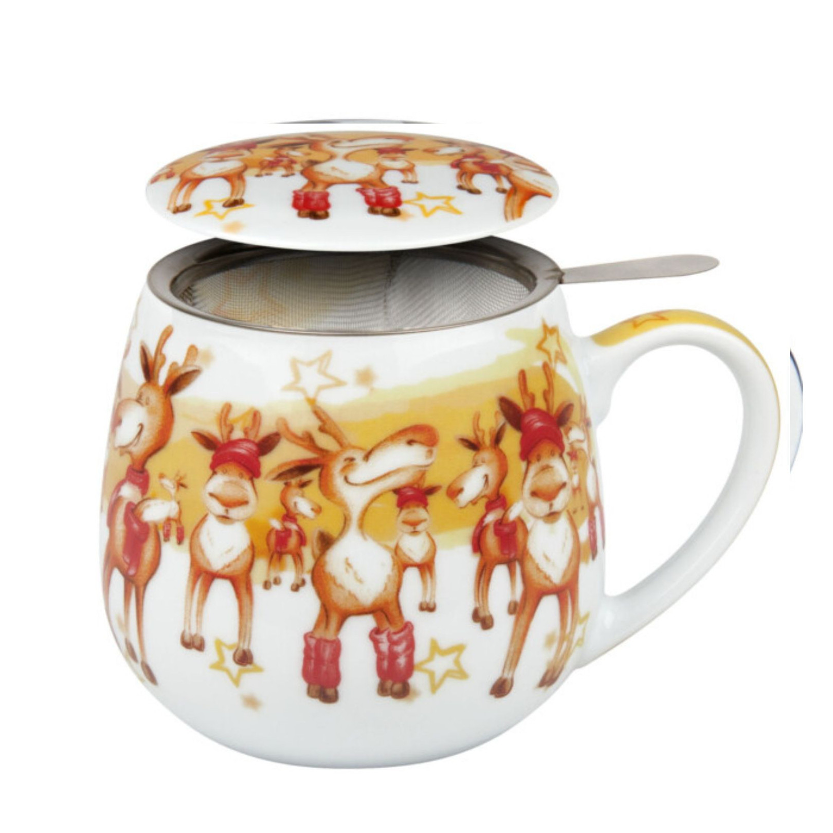 Kubek z zaparzaczem Merry Christmas - Renifery - Könitz